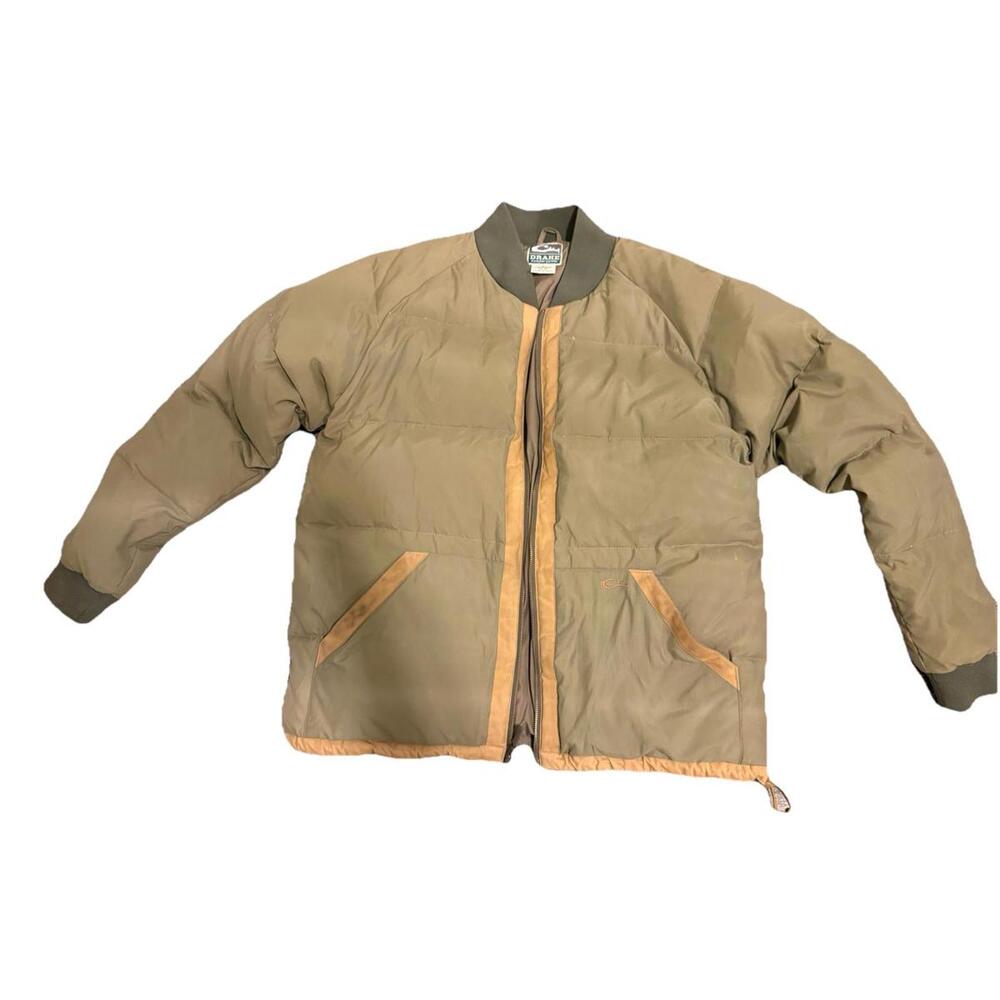 Drake Waterfowl Heritage Puffer Jacket Men’s M Goose Down Hunting Coat Tan